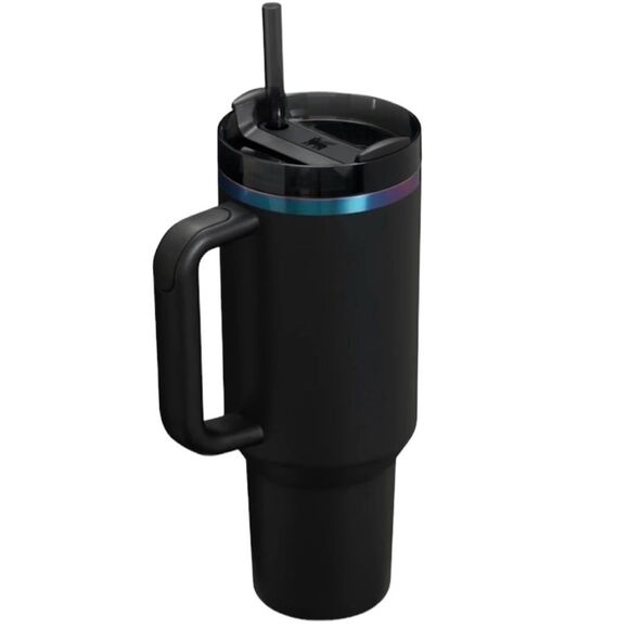 Stanley 40 oz. Quencher H2.0 FlowState Tumbler Black Chroma Water Cup Bottle NEW - Picture 6 of 8